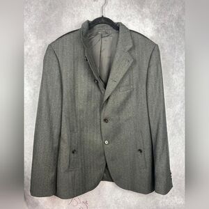 Hugo Boss Mens Blazer Gray 3 Button Lined Suit Jacket Sport Coat 46R‎ Military